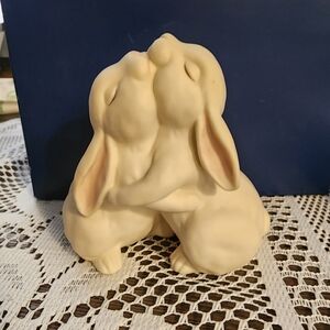 Love is wonderful HOMCO 1990 rabbits ceramic